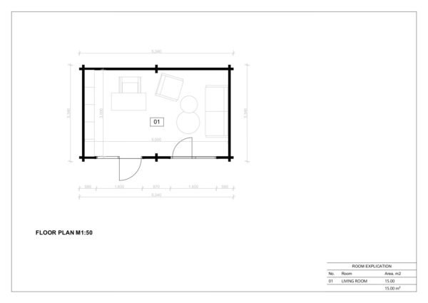 Koka Lētas Vasarnīca Dunbar, 15 m²