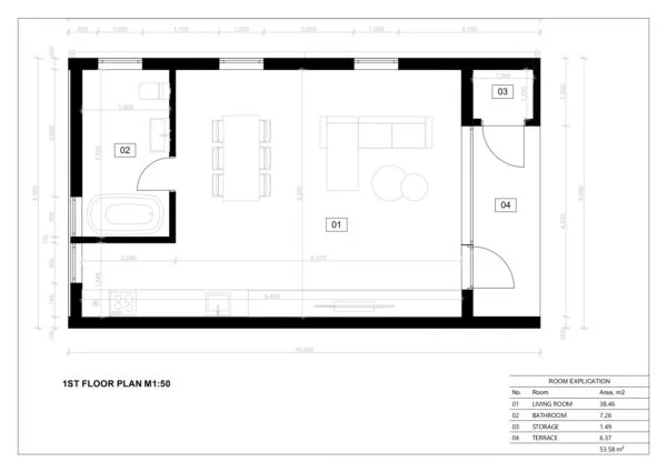 Siltinātas Karkasa Maja Valletta, 54 m²
