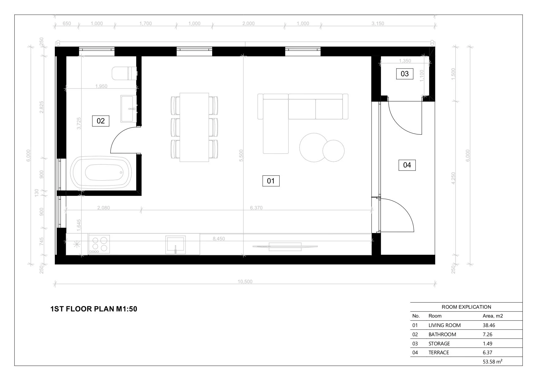 Siltinātas Karkasa Maja Valletta, 54 m²