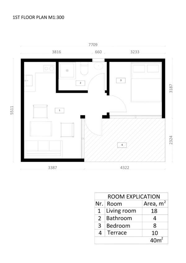 SIP Siltinātas Paneļu Māja Maribor, 40 m²