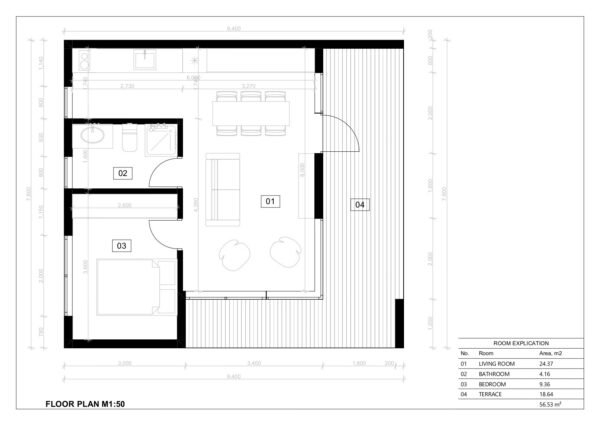 SIP Siltinātas Paneļu Māja Wooler, 56 m²